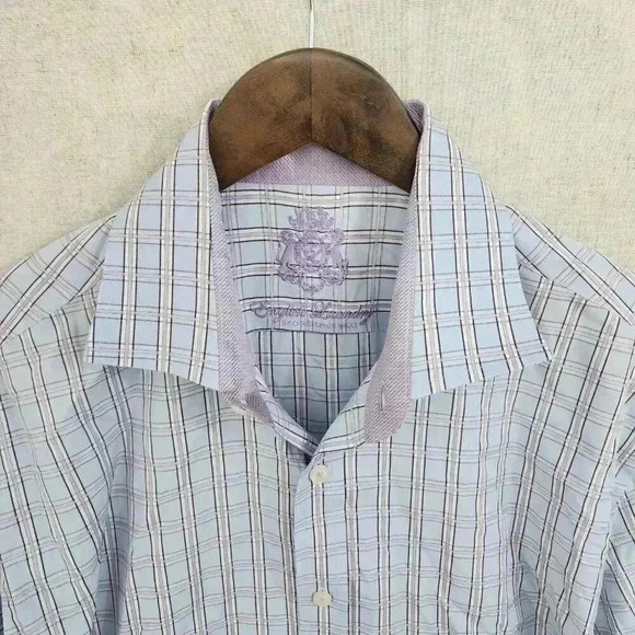 English Laundry Button down Long sleeve Dress shirt Men's 16.5 Plaid 2331P - Picture 3 of 7